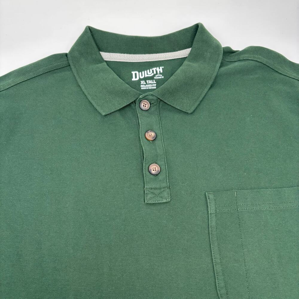 Duluth Trading Co. XLT Solid Green Relaxed Fit Short Sleeve Cotton Polo Shirt